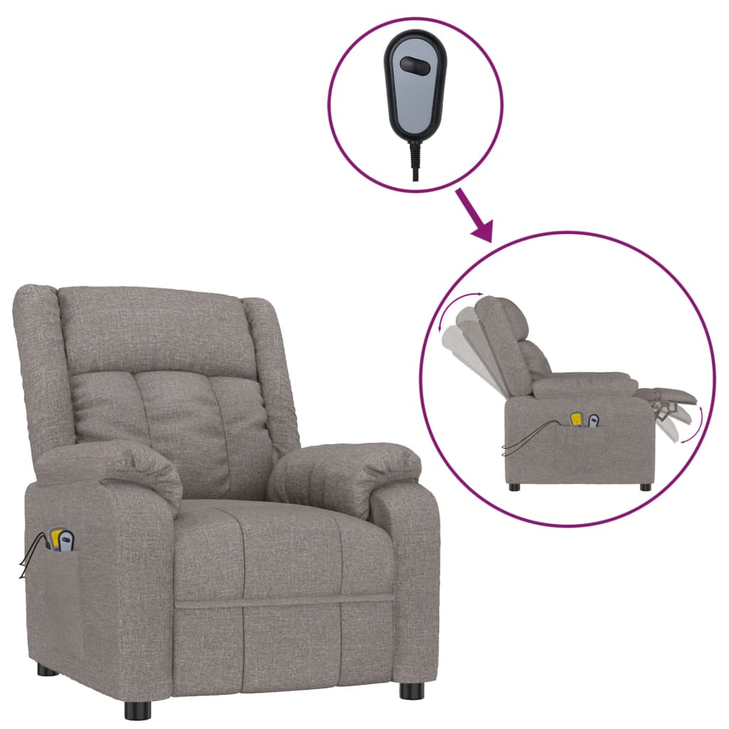 Massagesessel Elektrisch Taupe Stoff