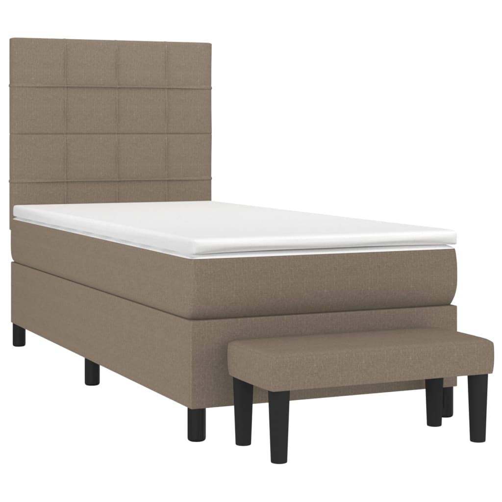 Lit sommier tapissier avec matelas tissu taupe 80x200 cm