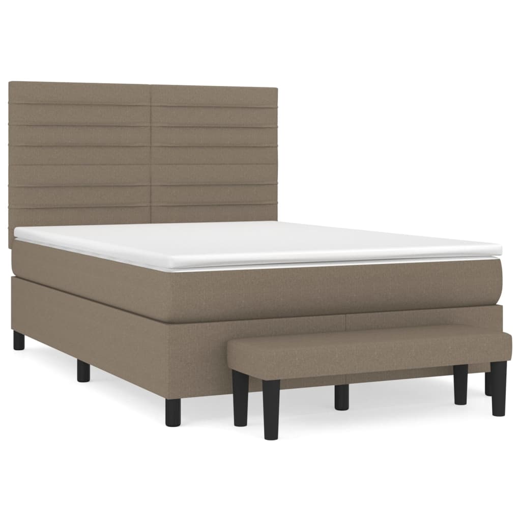 Lit à sommier tapissier avec matelas taupe 140x190 cm tissu