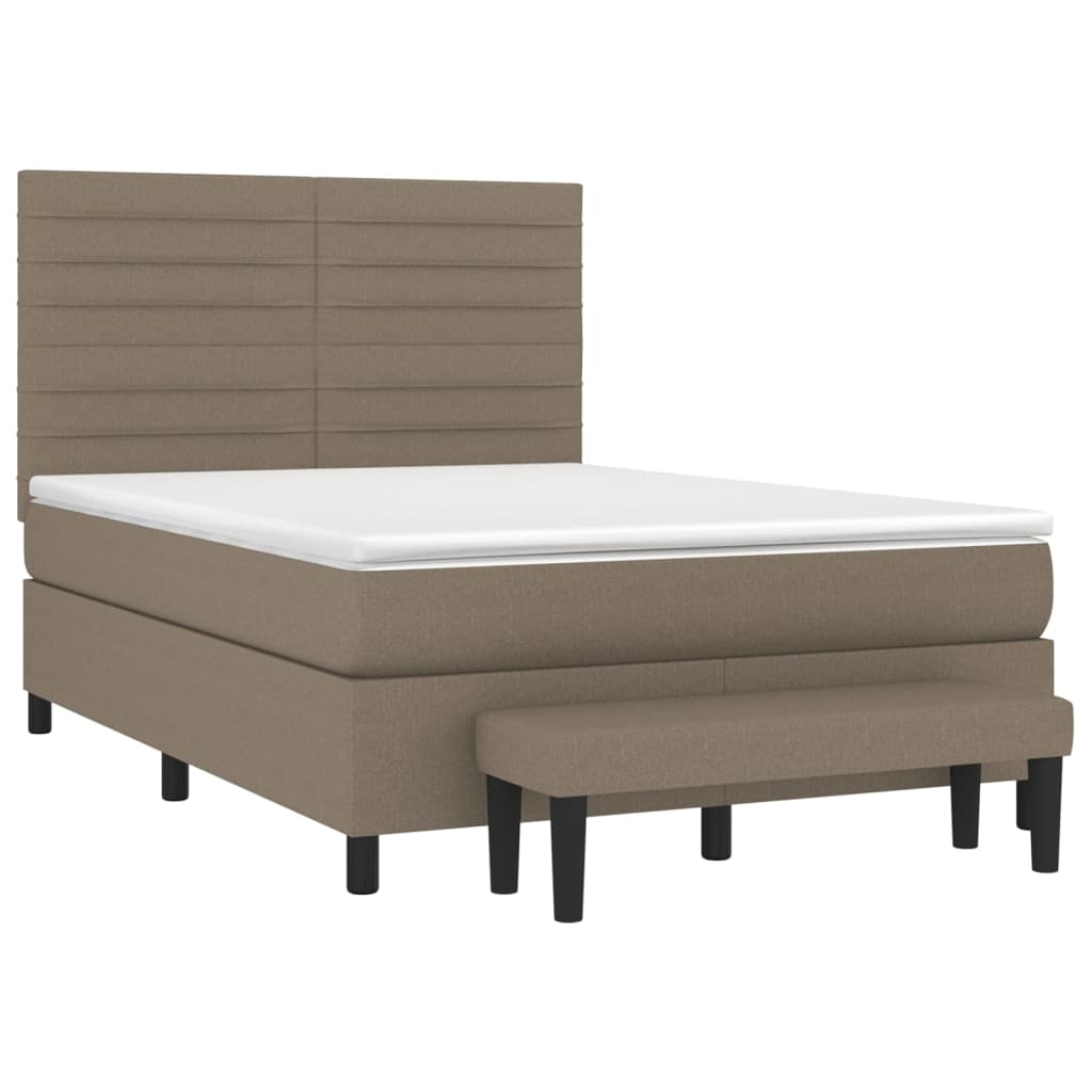 Lit à sommier tapissier avec matelas taupe 140x190 cm tissu