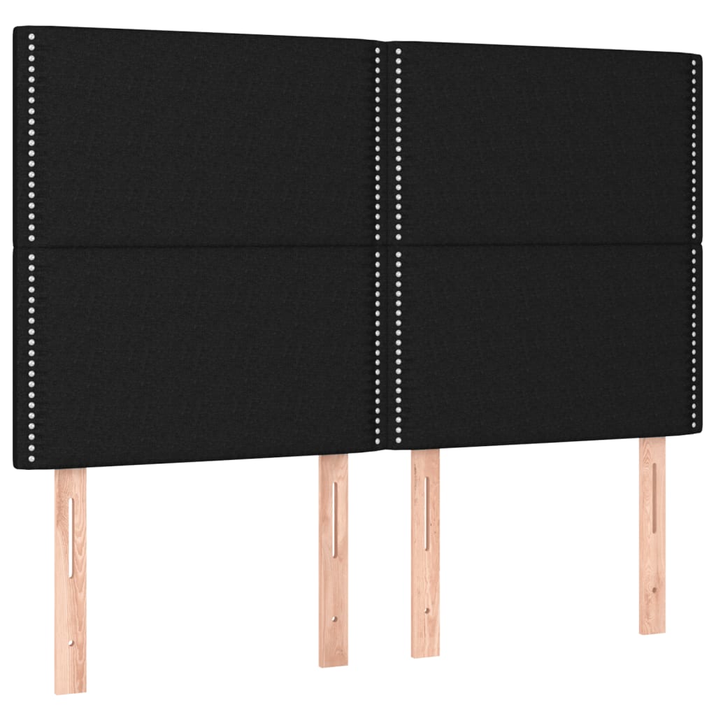 Lit à sommier tapissier avec matelas en tissu noir 140x190 cm