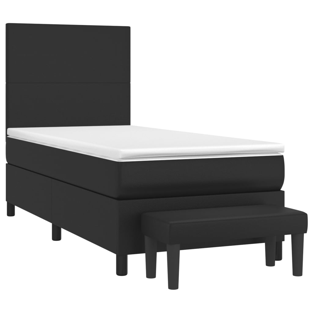 Box spring bed with mattress black 90x190 cm artificial leather