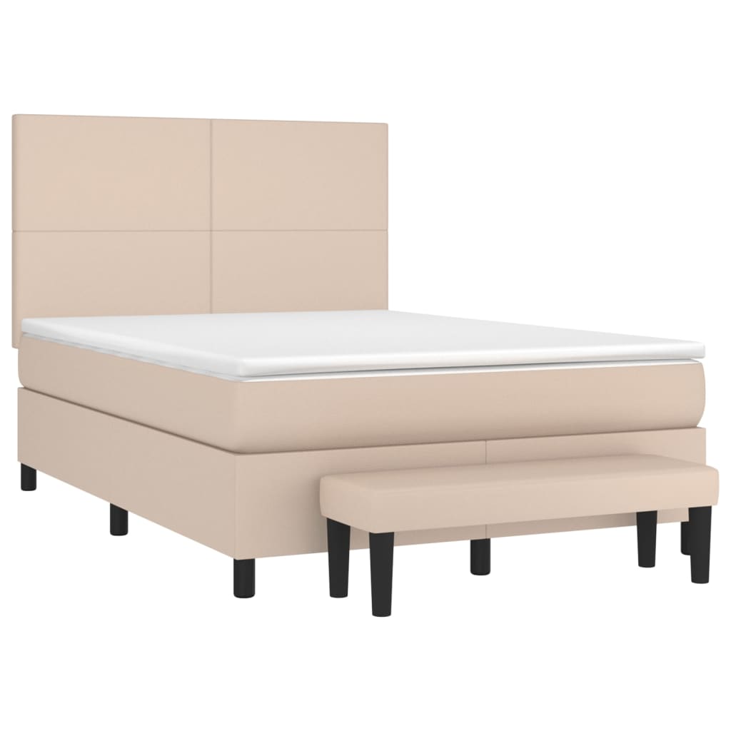 Matelas à sommier tapissier cappuccino-marron 140x200cm cuir artificiel