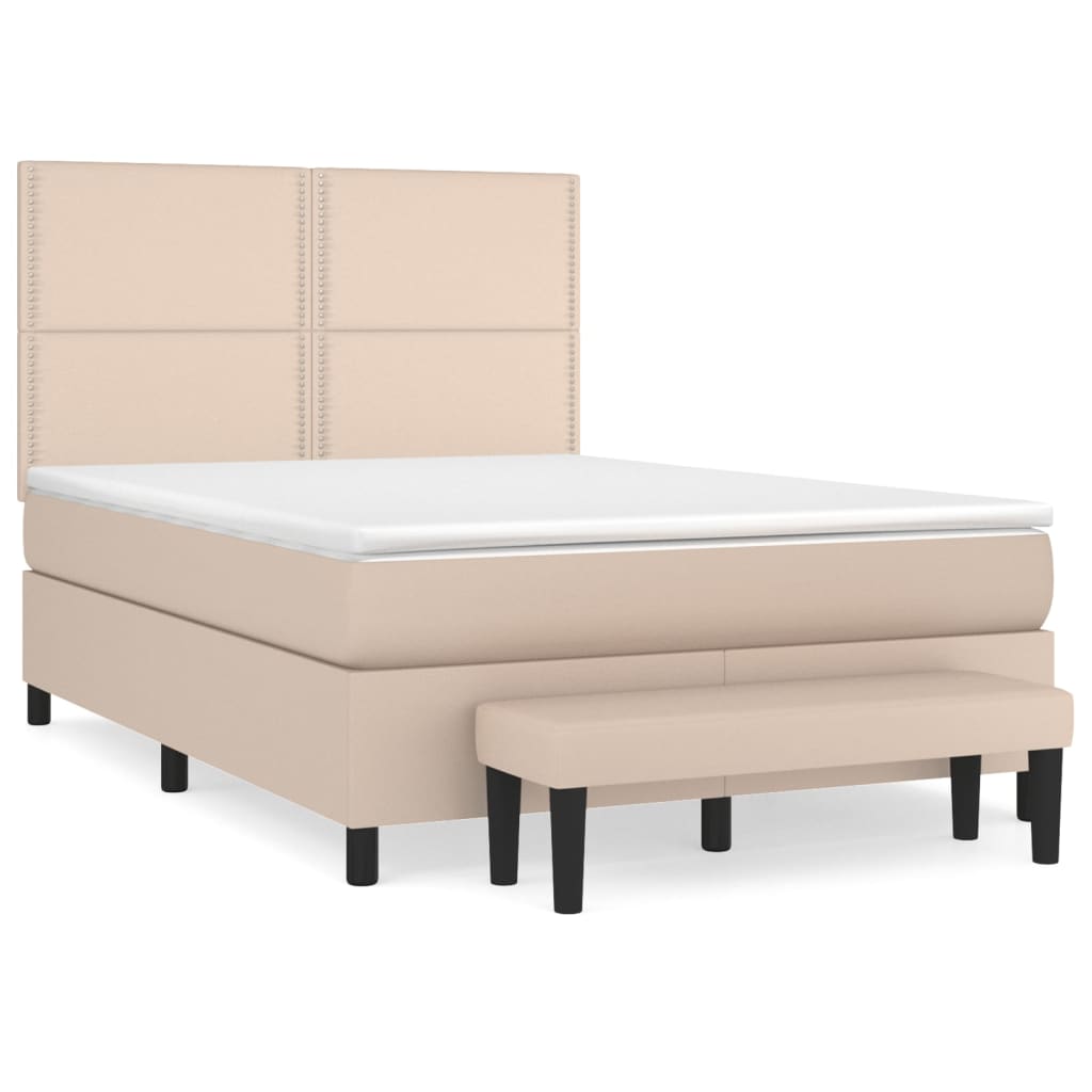 Matelas à sommier tapissier cappuccino-marron 140x200cm cuir artificiel