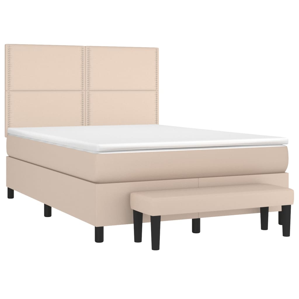 Matelas à sommier tapissier cappuccino-marron 140x200cm cuir artificiel