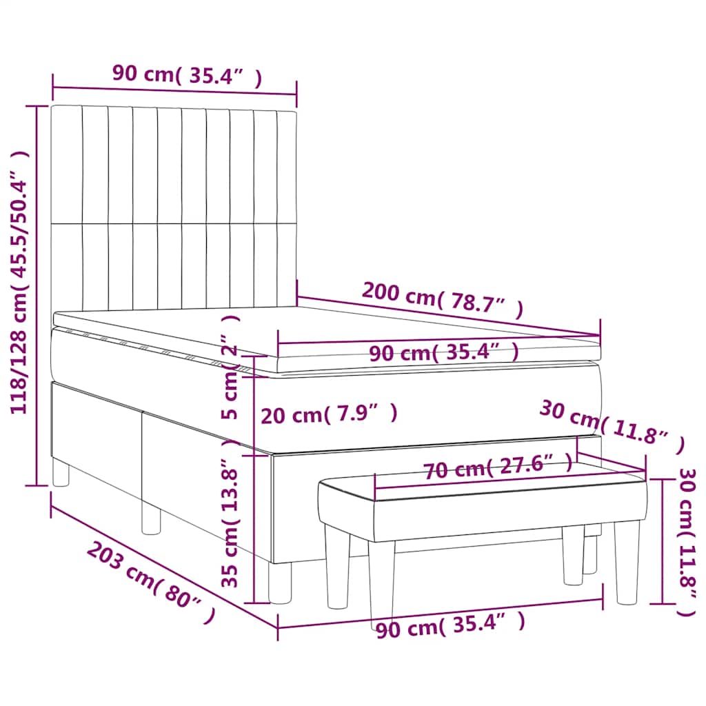 Boxspringbett mit Matratze Dunkelgrün 90x200 cm Samt