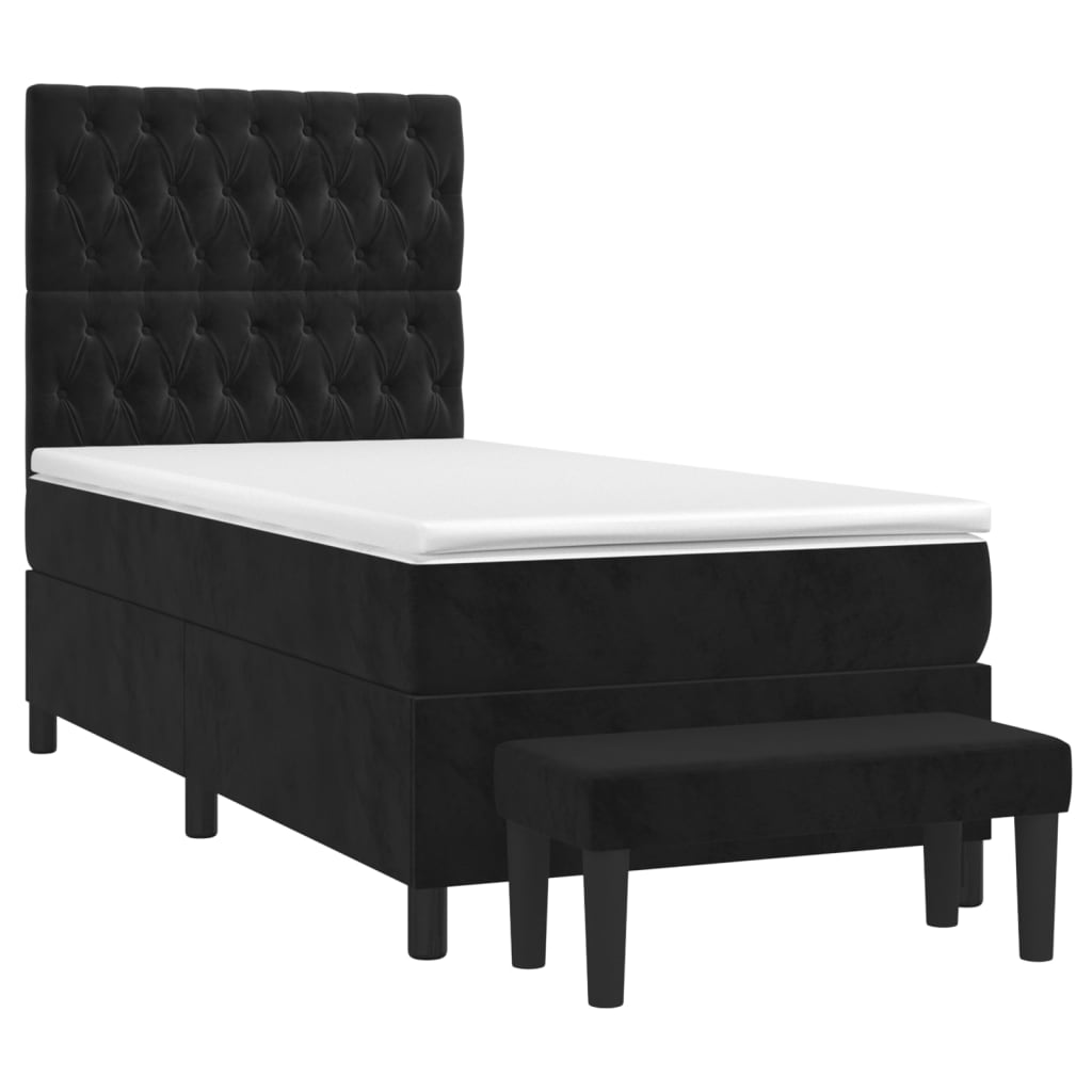Box spring bed with mattress black 80x200 cm velvet