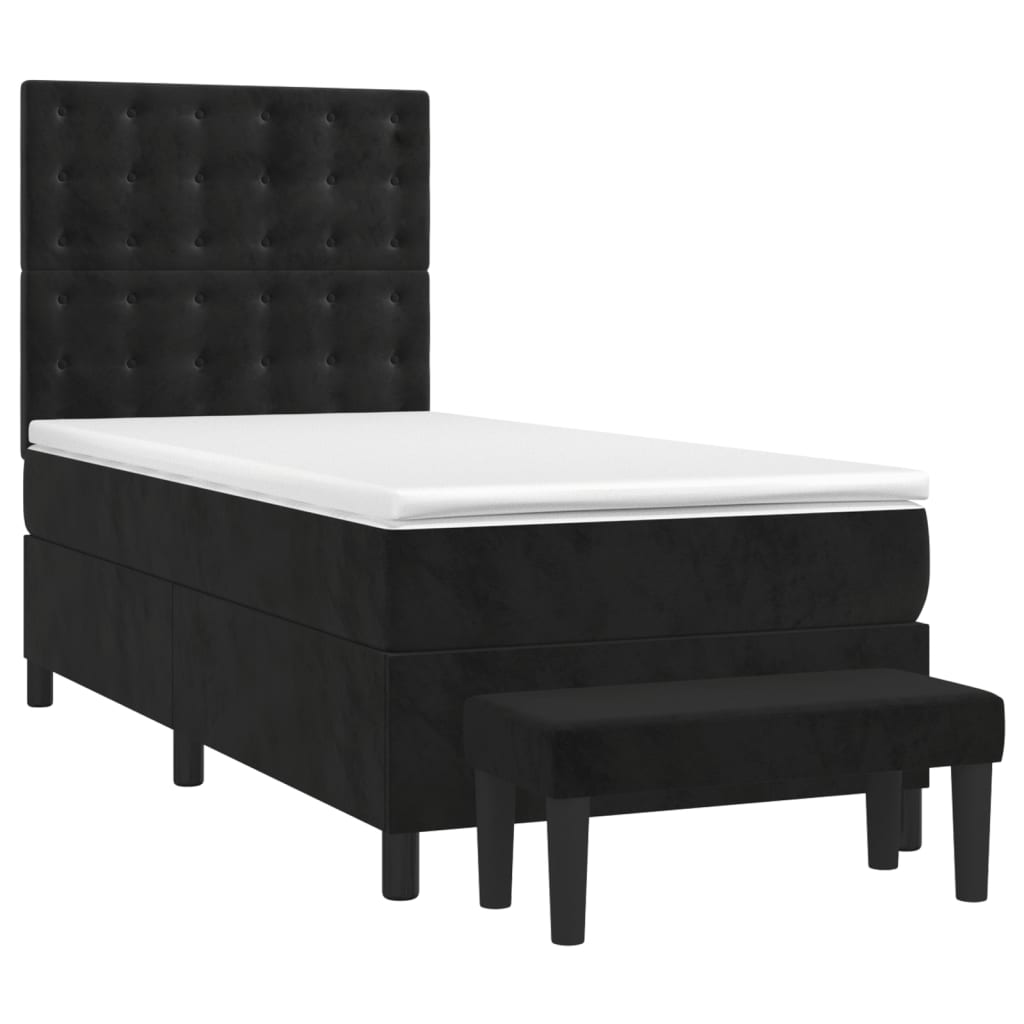 Box spring bed with mattress black 80x200 cm velvet