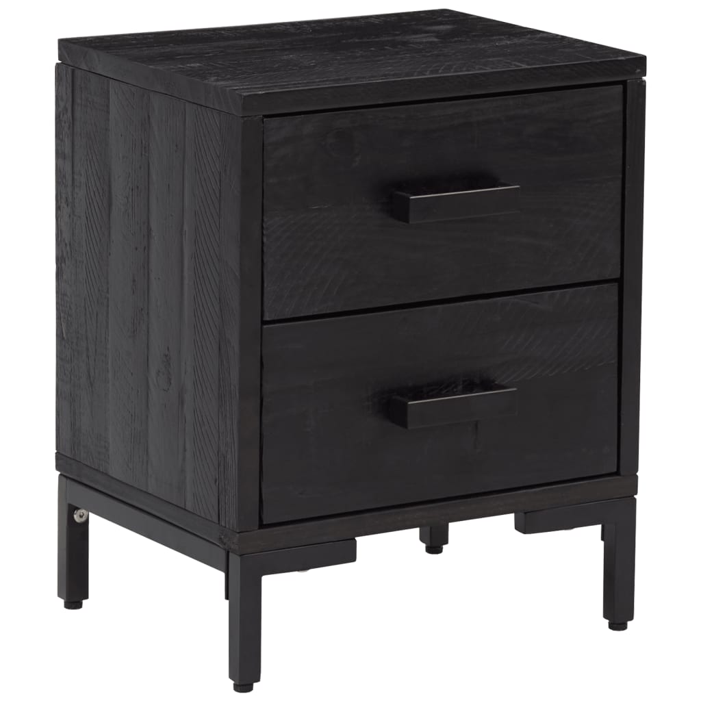Tables de chevet, lot de 2, noir, 36 x 30 x 45 cm, pin massif