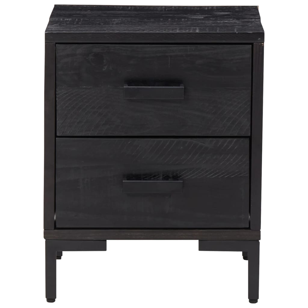 Tables de chevet, lot de 2, noir, 36 x 30 x 45 cm, pin massif