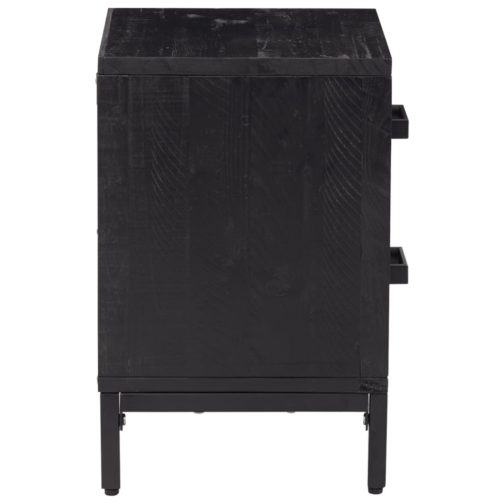 Tables de chevet, lot de 2, noir, 36 x 30 x 45 cm, pin massif