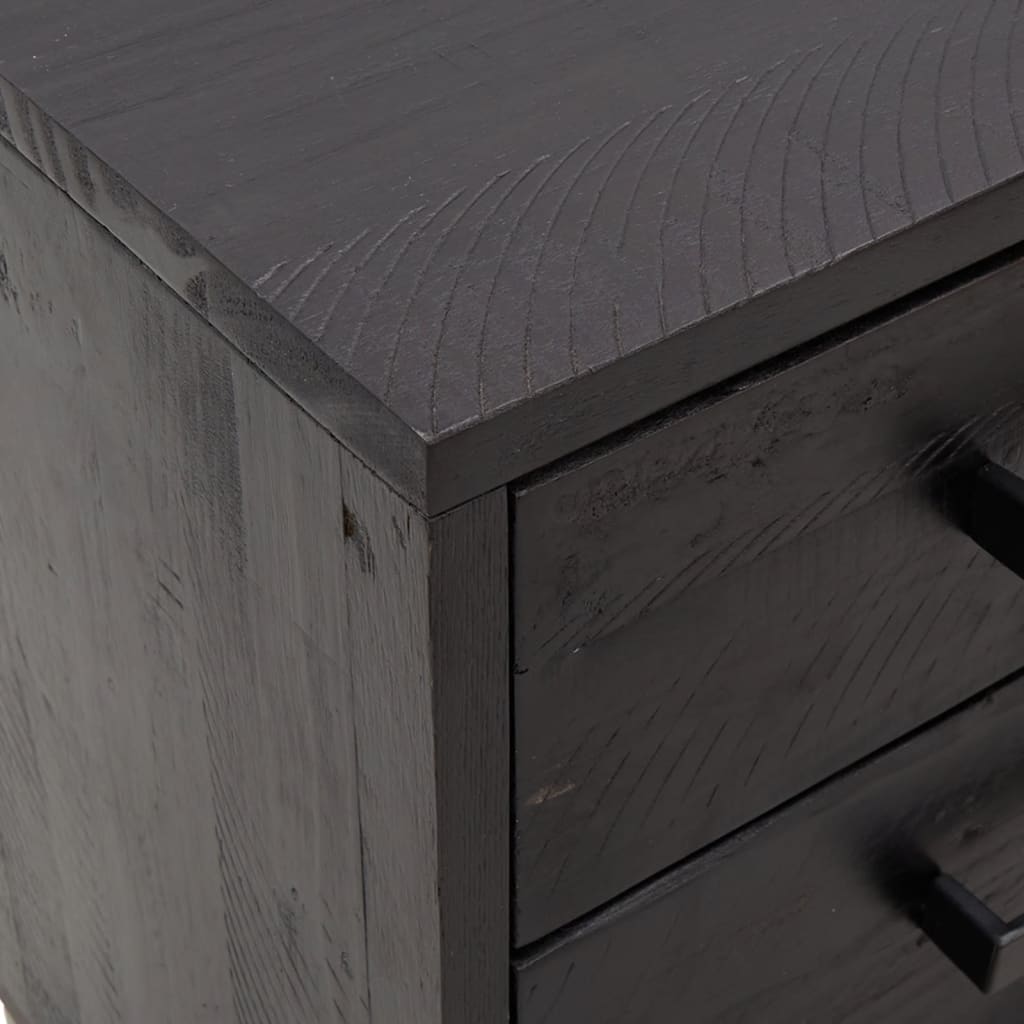 Tables de chevet, lot de 2, noir, 36 x 30 x 45 cm, pin massif