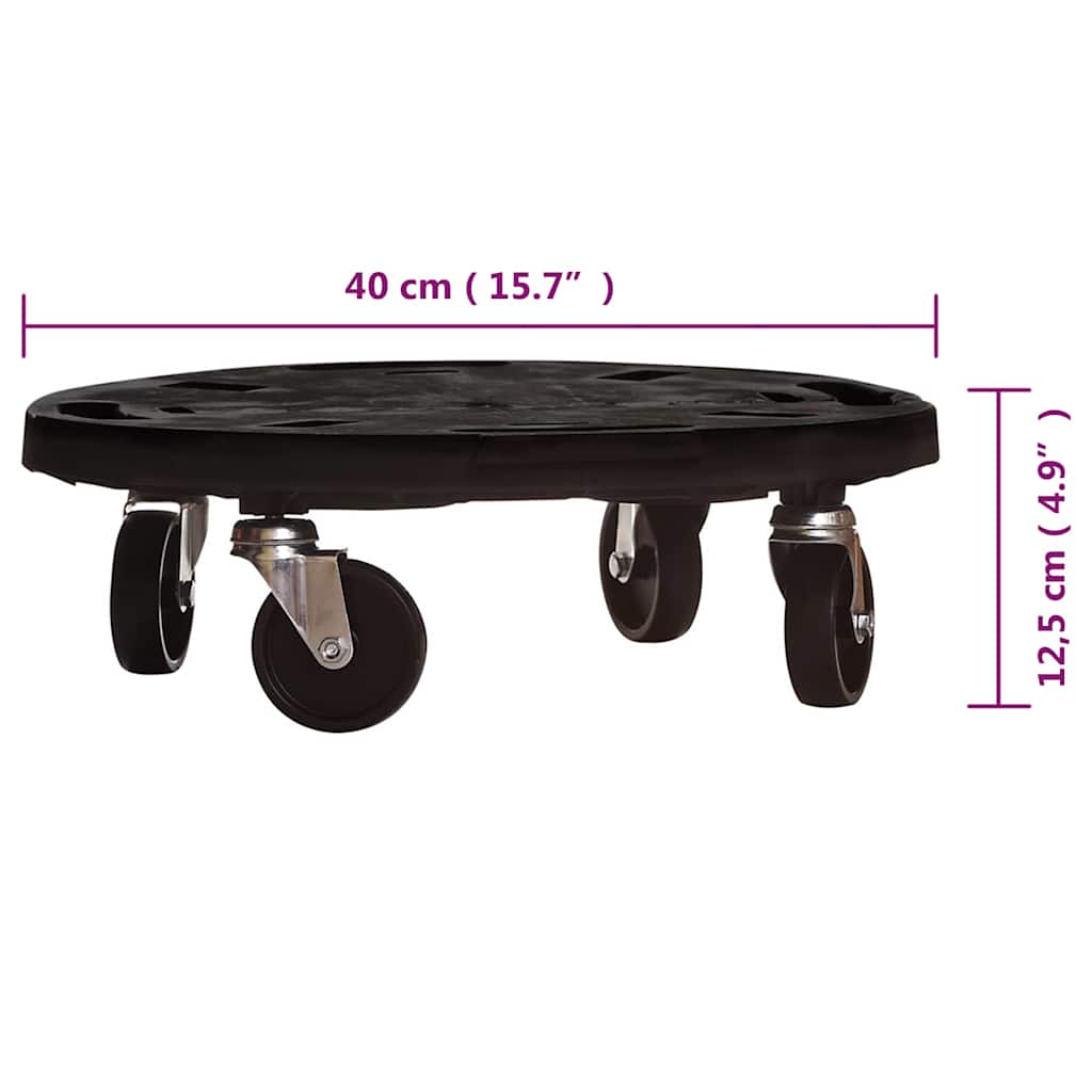 Pflanzenroller 5 Stk. 40 cm Durchmesser Schwarz 275 kg
