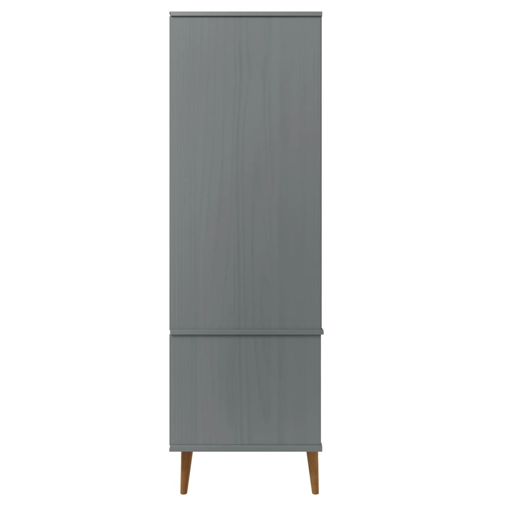 Wardrobe MOLDE Grey 90x55x175 cm solid pine wood