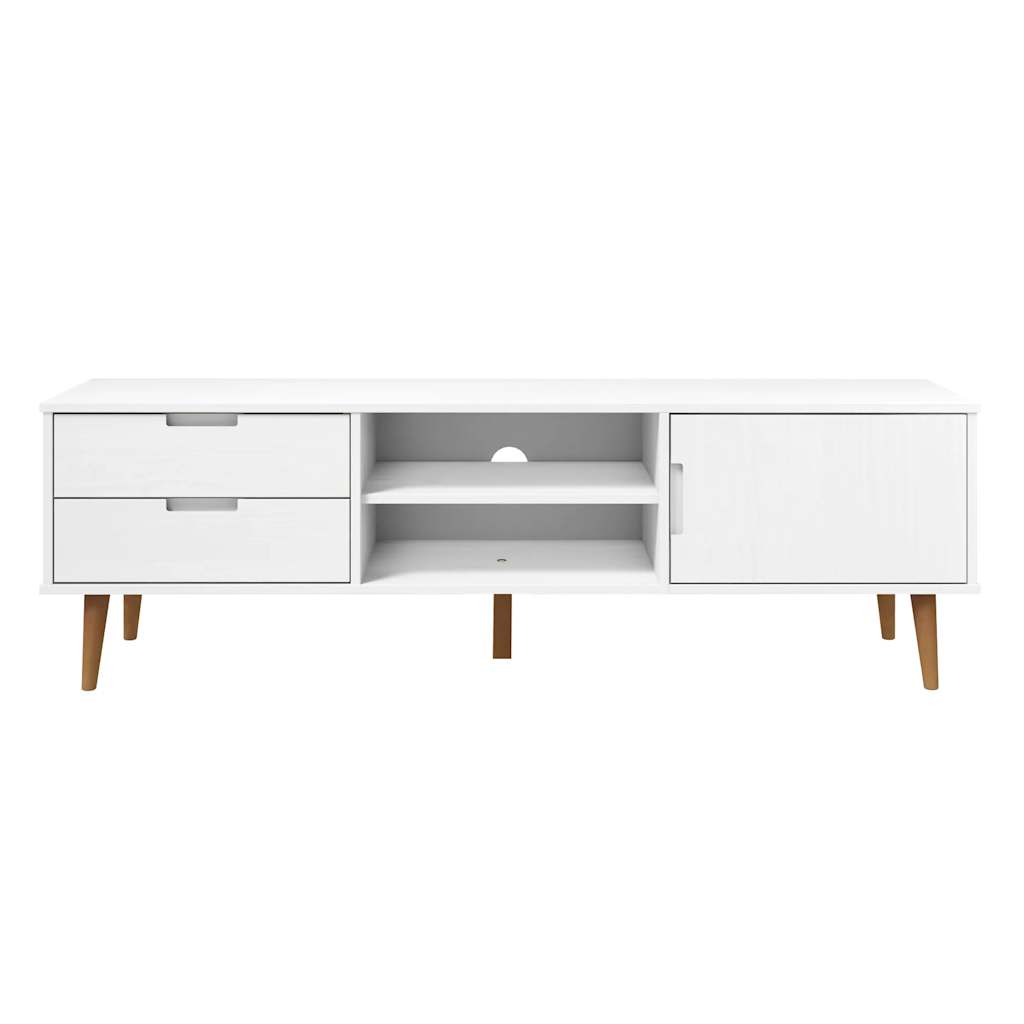 Meuble TV MOLDE blanc 158x40x49 cm pin massif