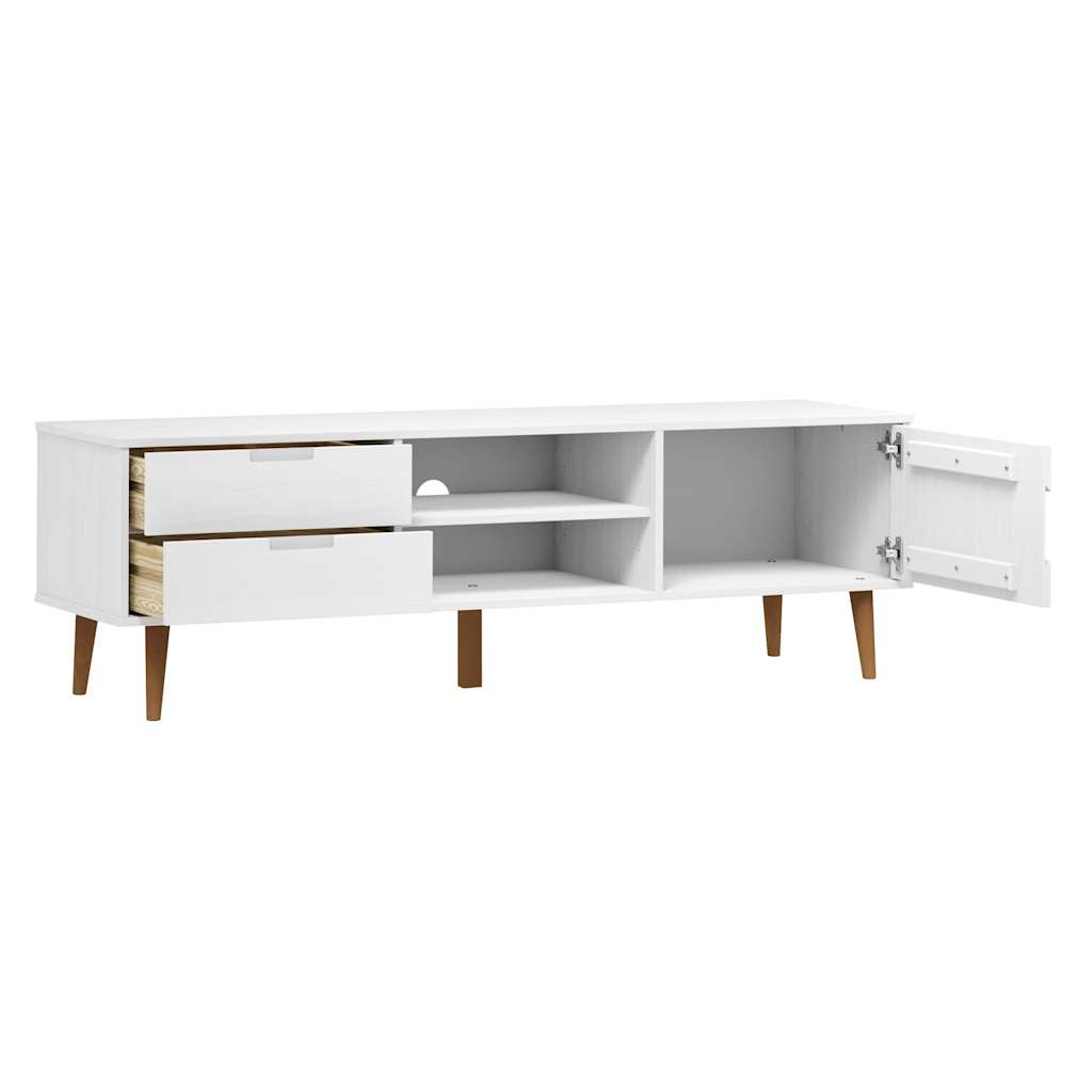 Meuble TV MOLDE blanc 158x40x49 cm pin massif