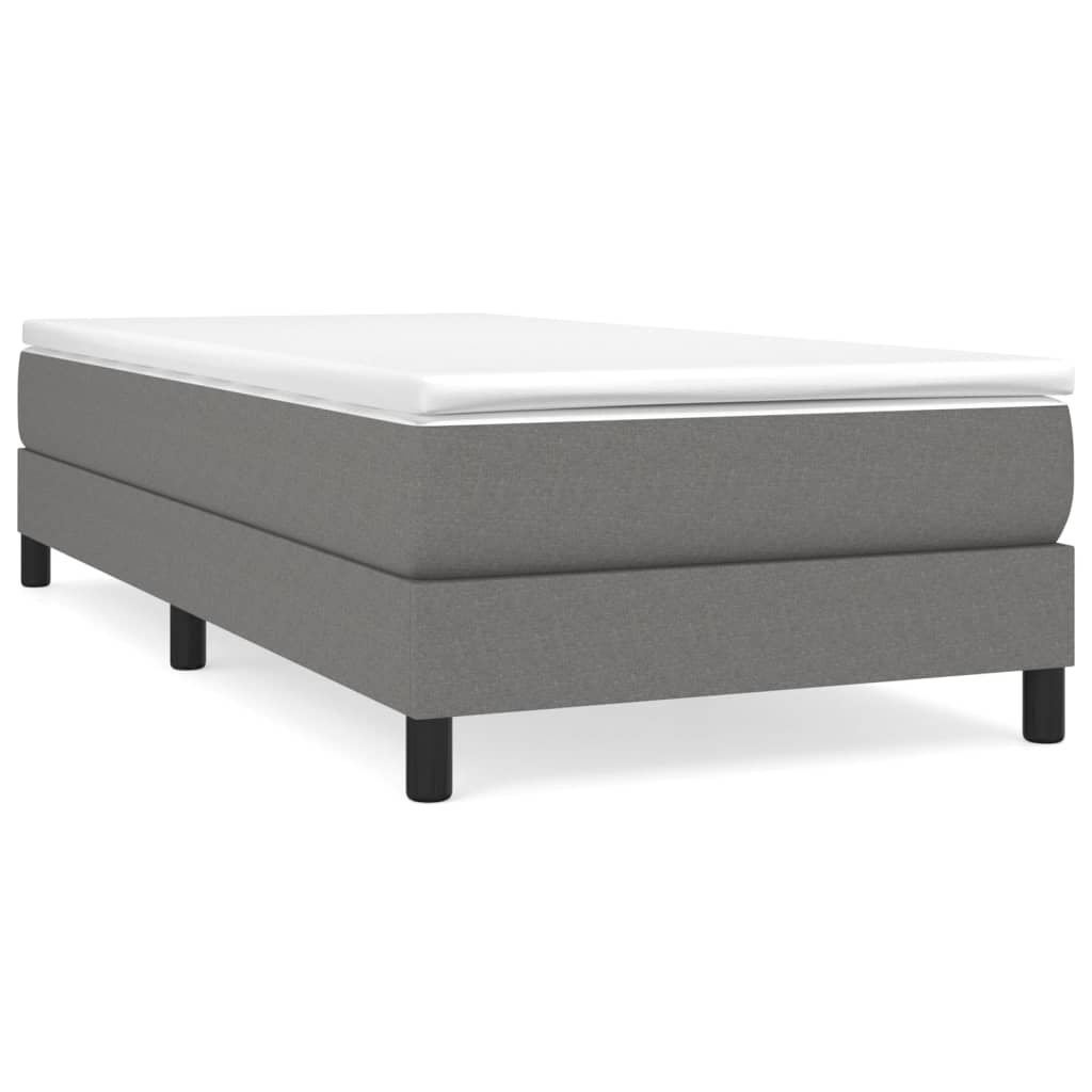 Lit sommier tapissier avec matelas tissu gris foncé 100x200 cm