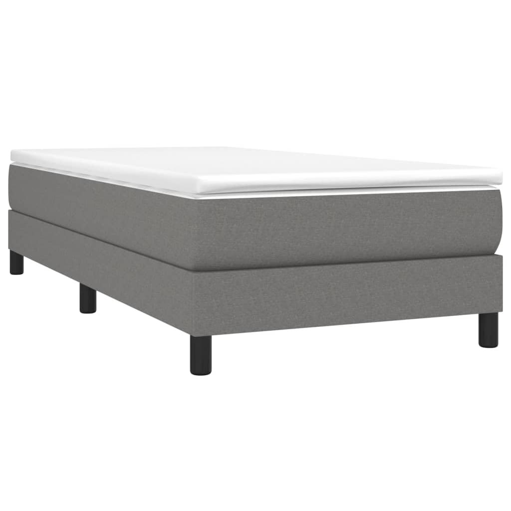 Lit sommier tapissier avec matelas tissu gris foncé 100x200 cm