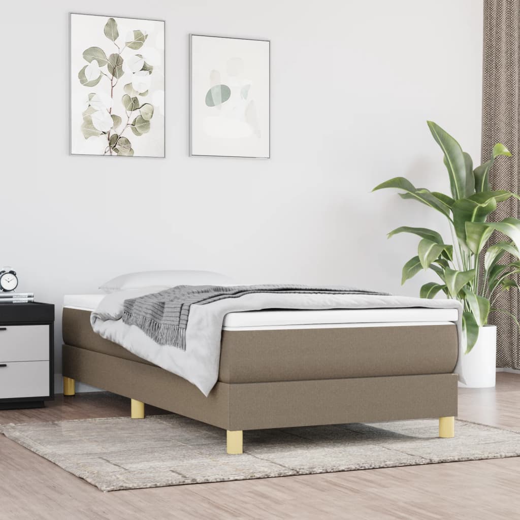 Lit sommier tapissier avec matelas tissu taupe 80x200 cm