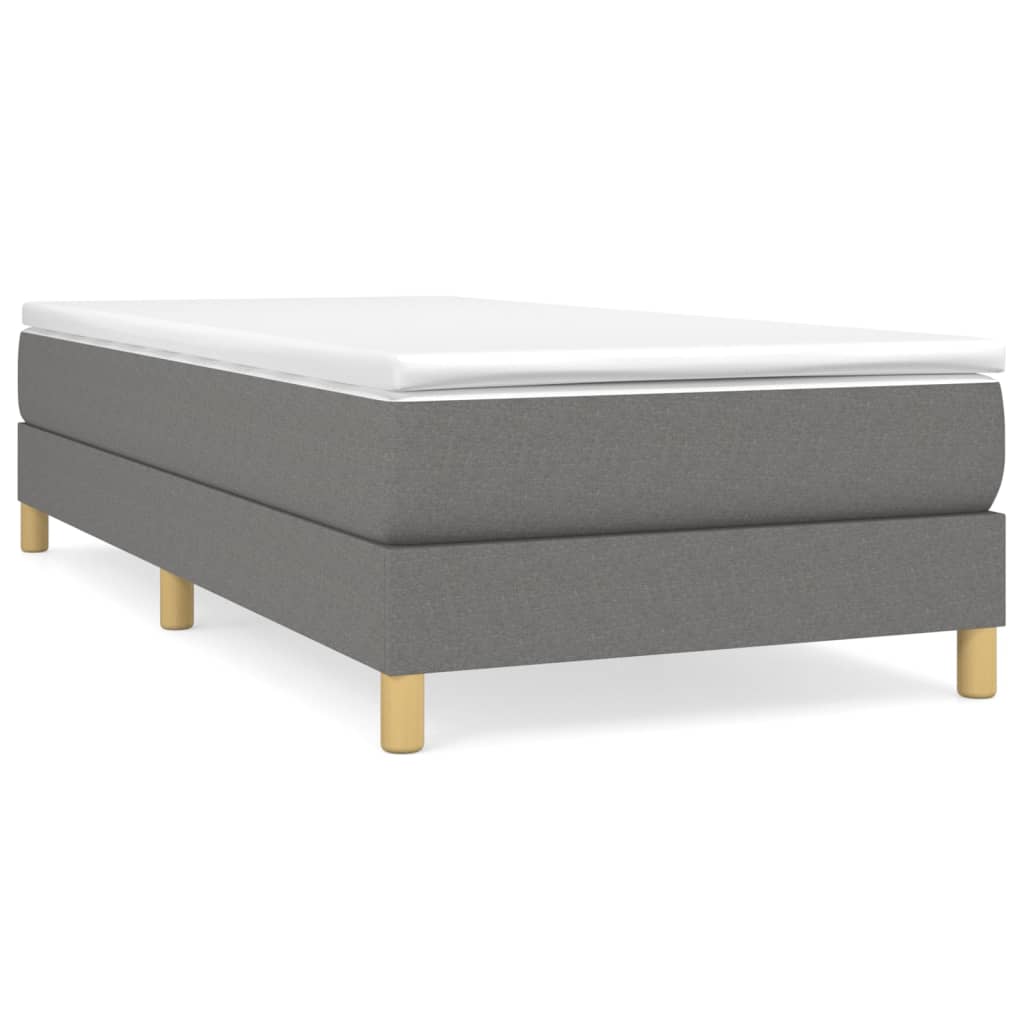 Lit sommier tapissier avec matelas tissu gris foncé 100x200 cm