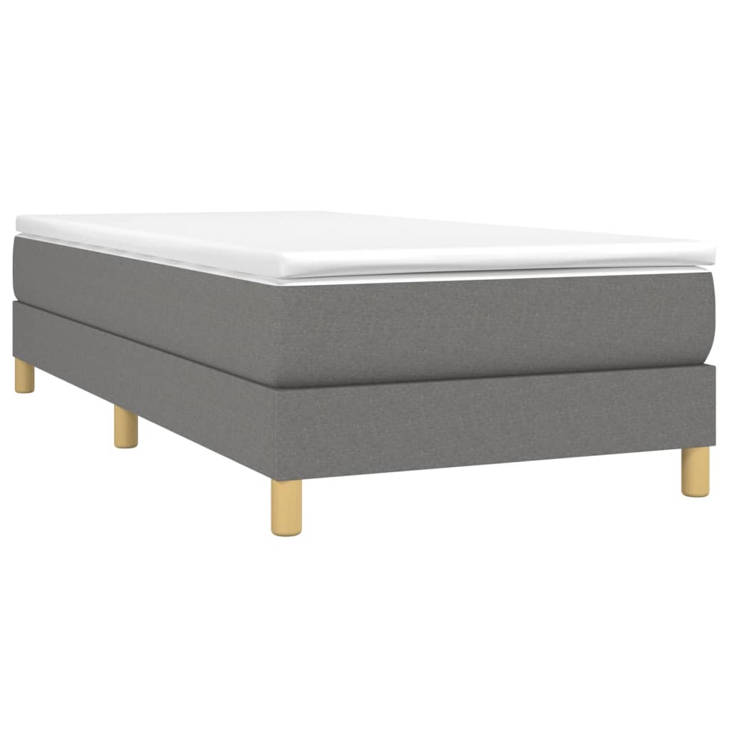 Lit sommier tapissier avec matelas tissu gris foncé 100x200 cm
