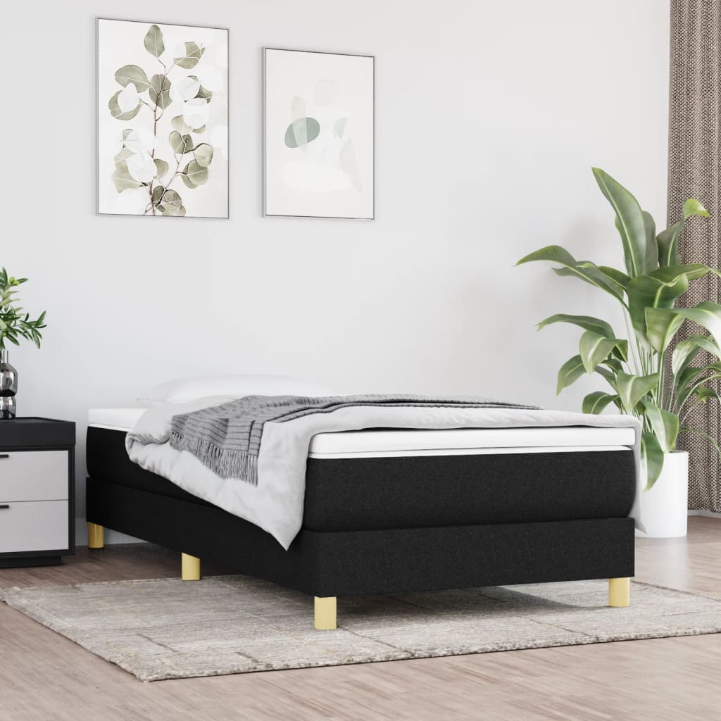 Lit à sommier tapissier avec matelas tissu noir 100x200 cm