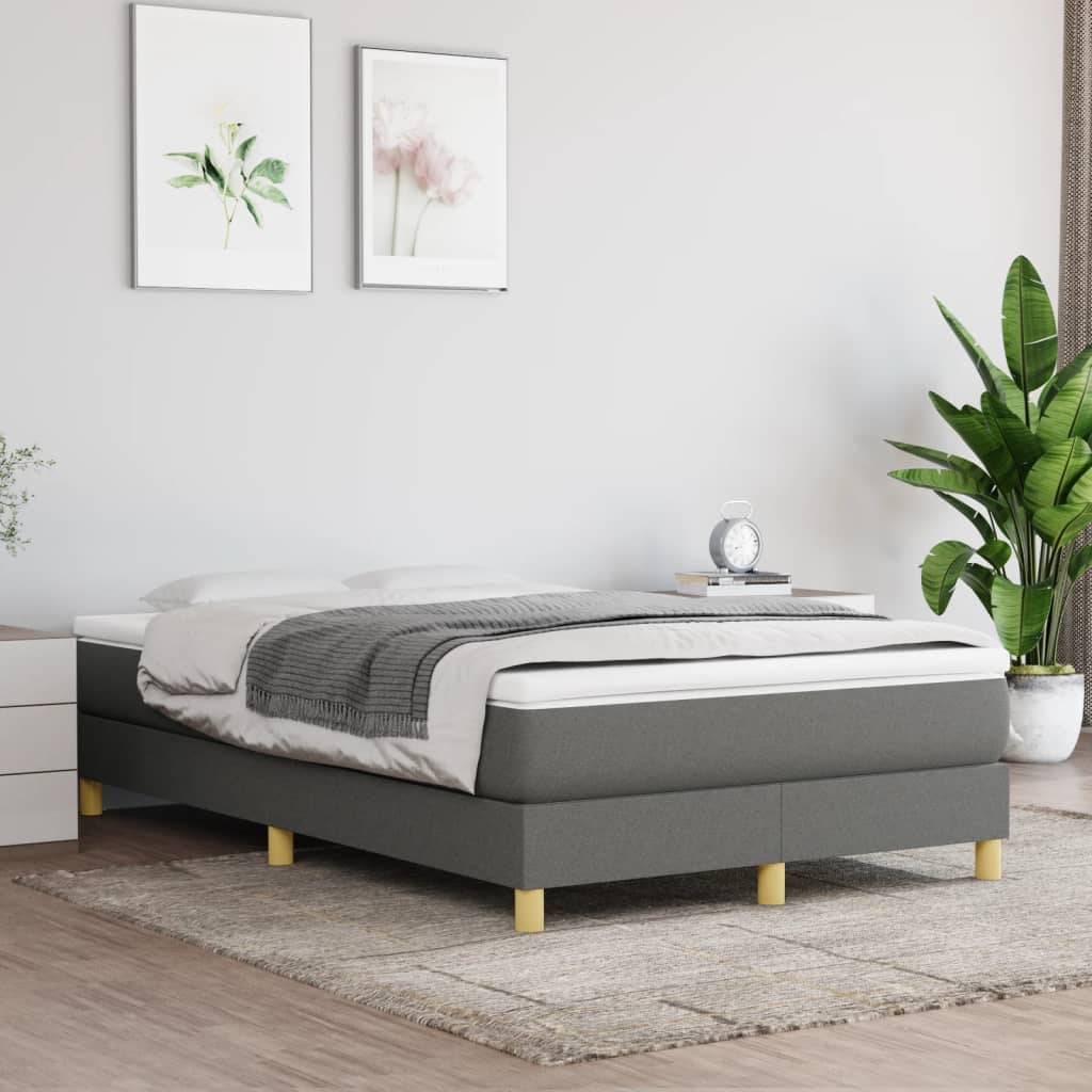 Box spring bed with mattress dark grey 120x200 cm fabric