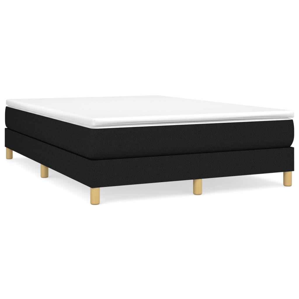 Lit à sommier tapissier avec matelas en tissu noir 140x190 cm