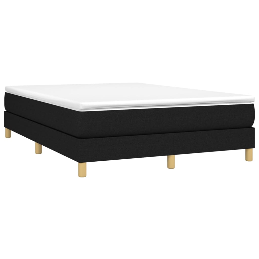 Lit à sommier tapissier avec matelas en tissu noir 140x190 cm