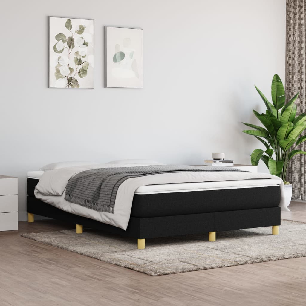 Lit à sommier tapissier avec matelas en tissu noir 140x190 cm