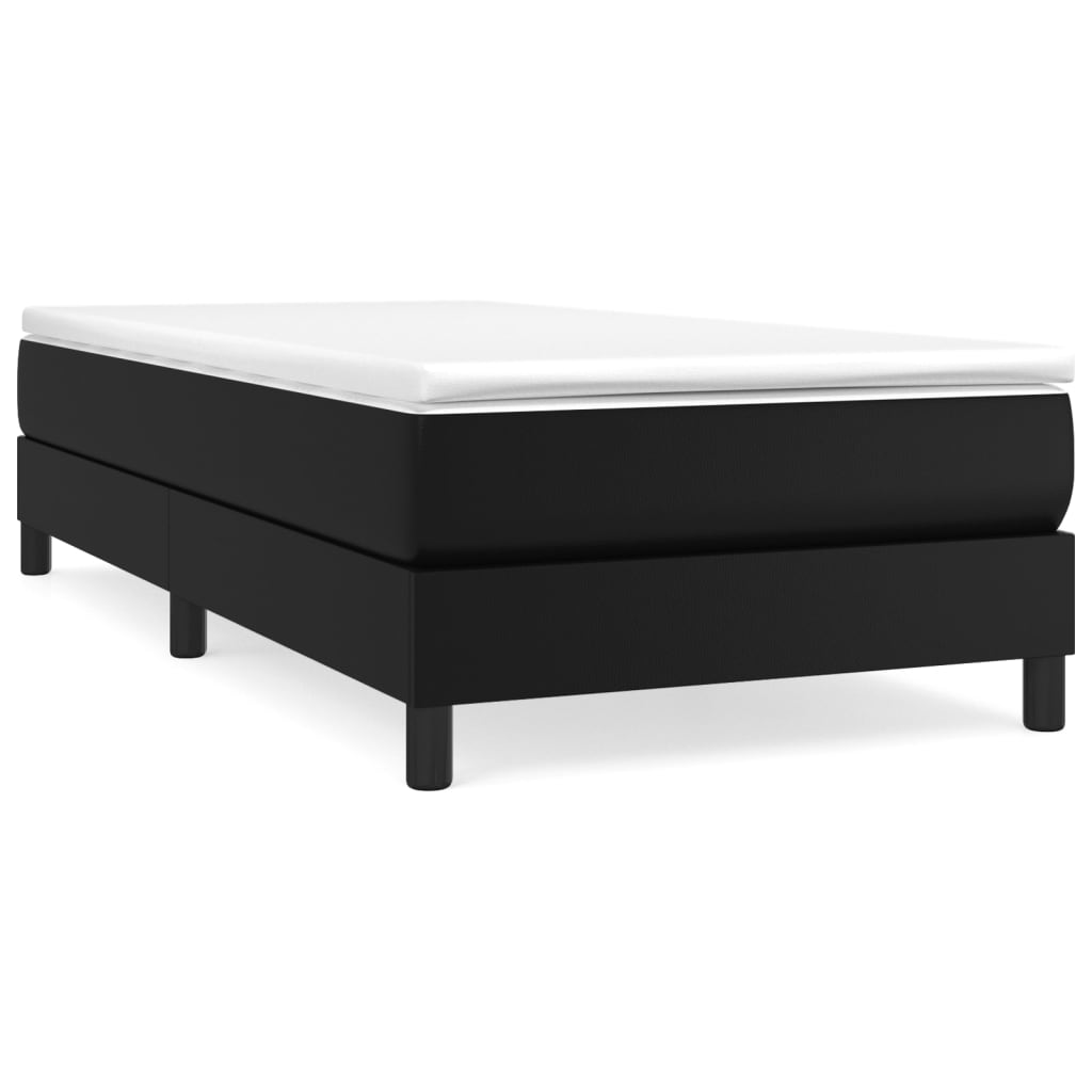Box spring bed with mattress black 80x200 cm artificial leather