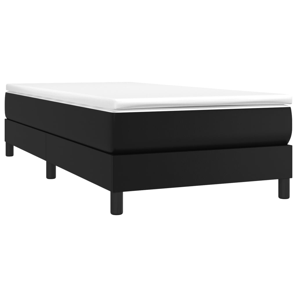 Lit à sommier tapissier avec matelas noir 90x200 cm en similicuir