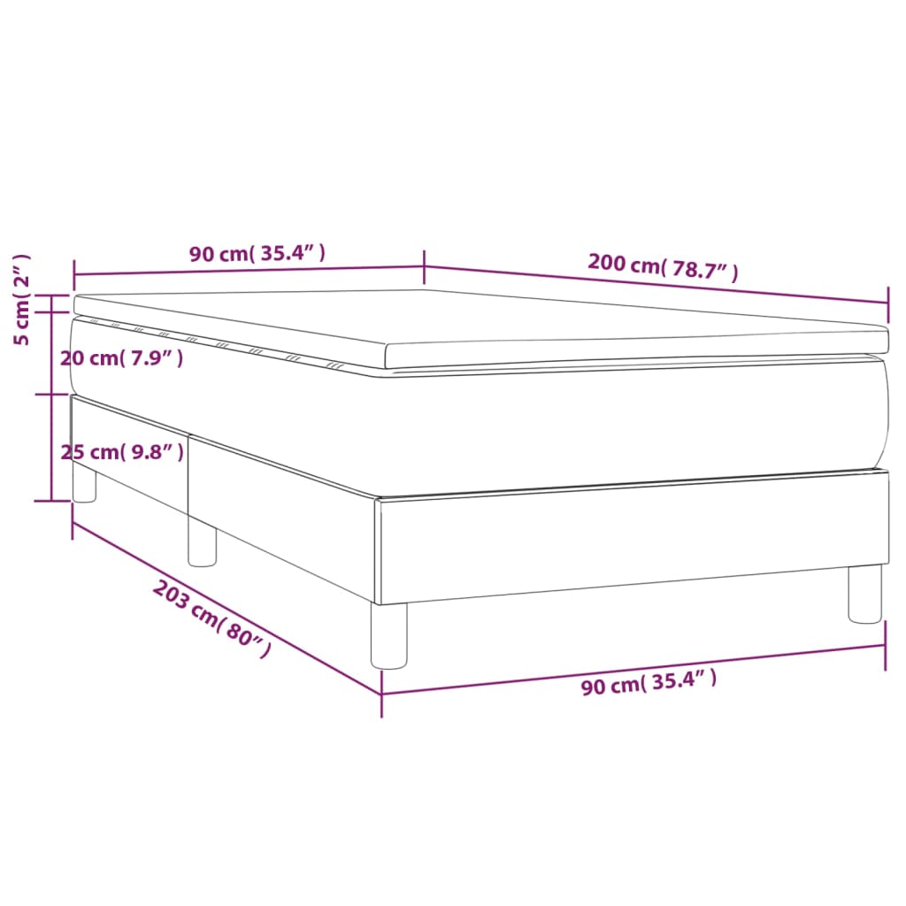 Lit à sommier tapissier avec matelas noir 90x200 cm en similicuir