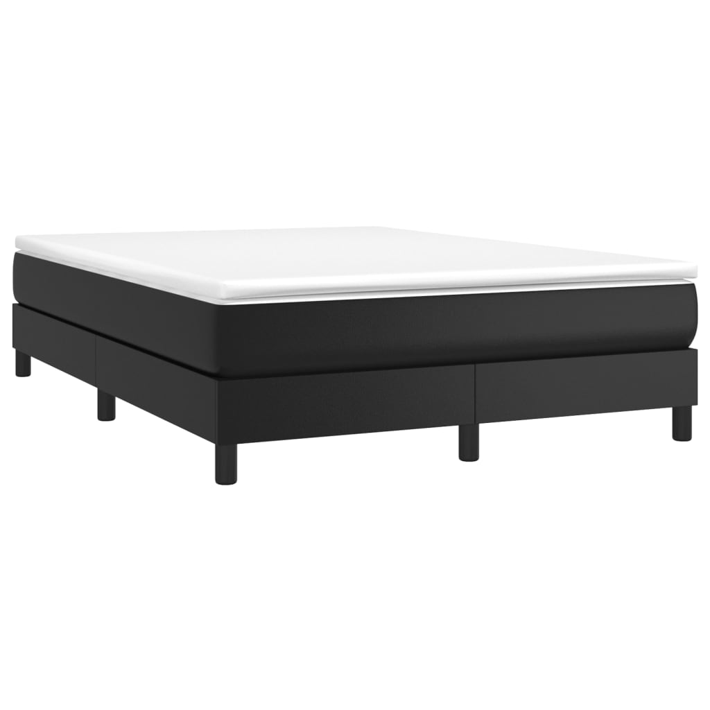 Box spring bed with mattress black 140x200 cm artificial leather