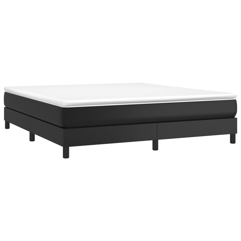 Box spring bed with mattress black 160x200 cm artificial leather