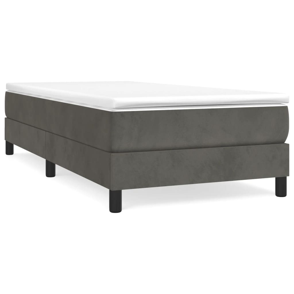Sommier tapissier avec matelas gris foncé 100x200 cm velours
