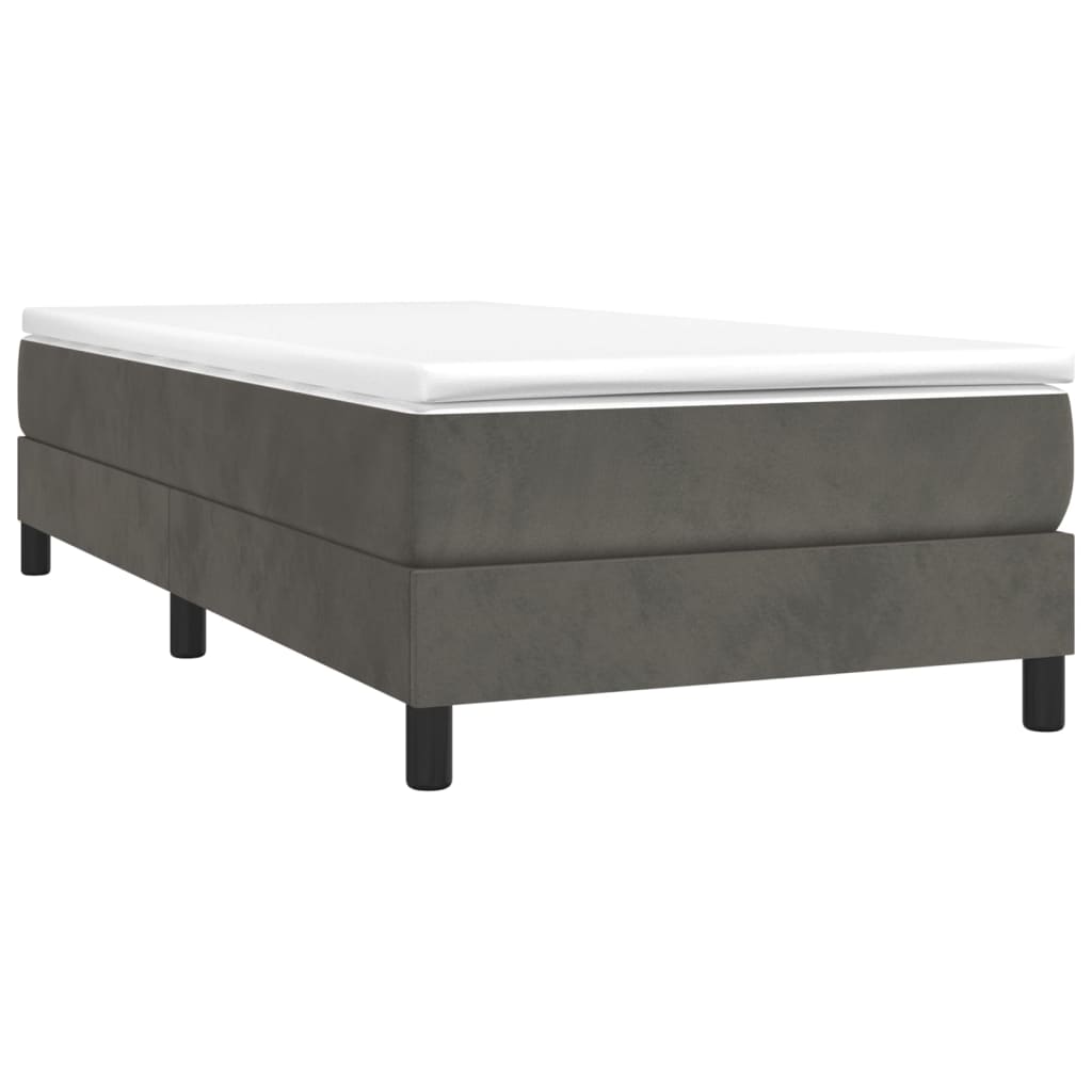 Sommier tapissier avec matelas gris foncé 100x200 cm velours