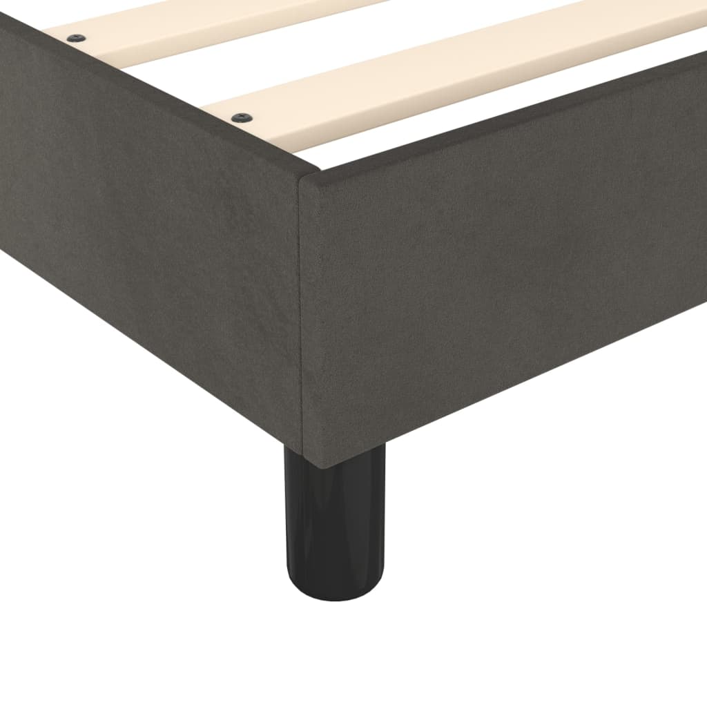 Sommier tapissier avec matelas gris foncé 100x200 cm velours