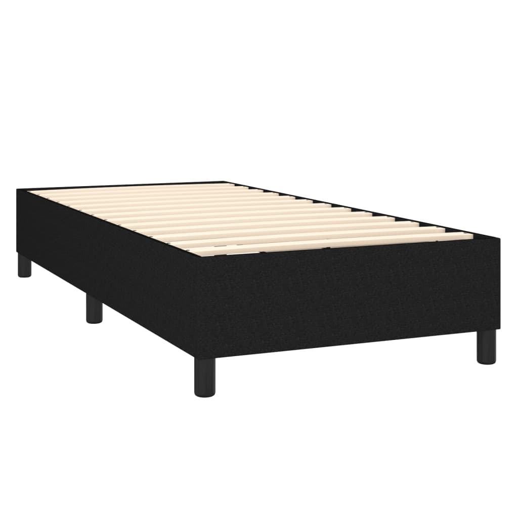 Lit à sommier tapissier avec matelas tissu noir 80x200 cm