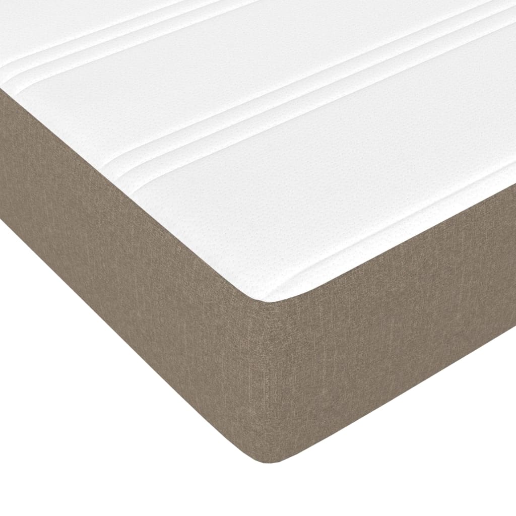 Lit sommier tapissier avec matelas tissu taupe 90x190 cm