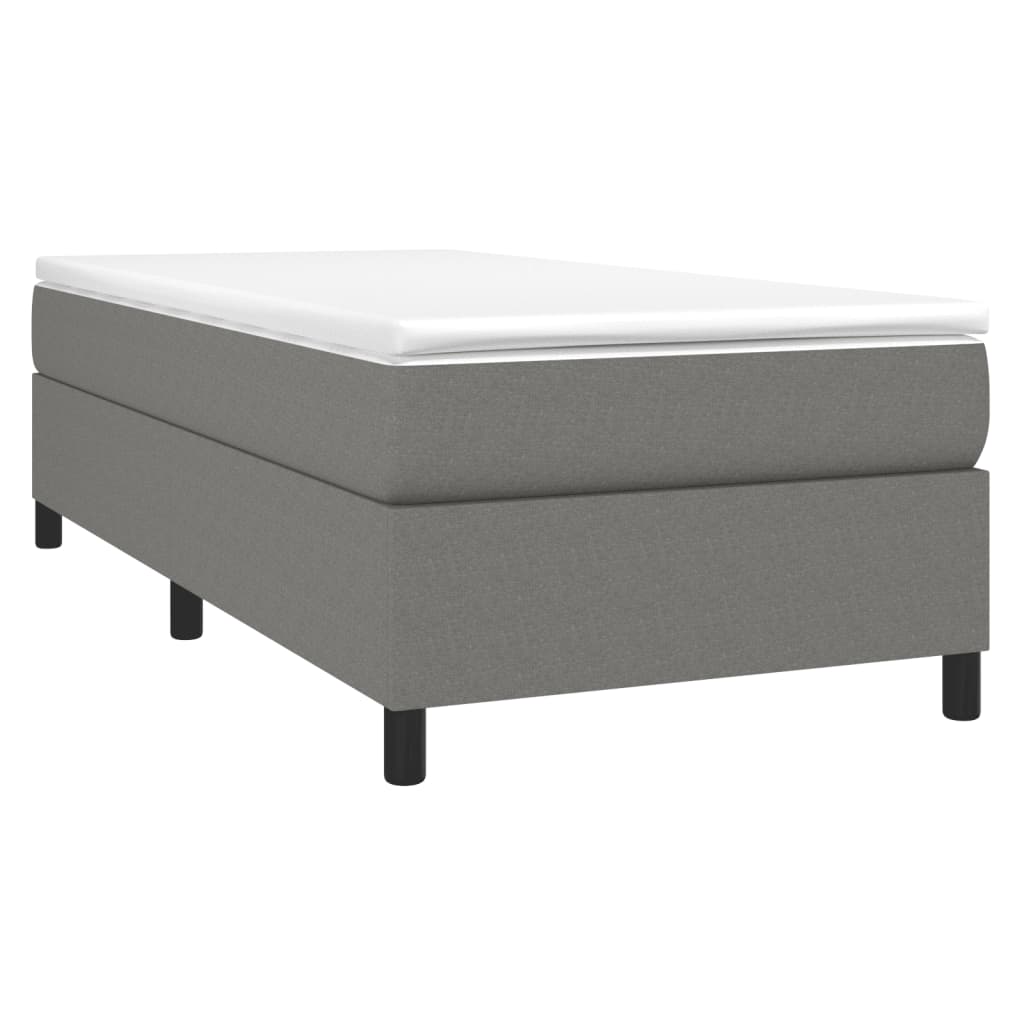 Lit sommier tapissier avec matelas tissu gris foncé 100x200 cm
