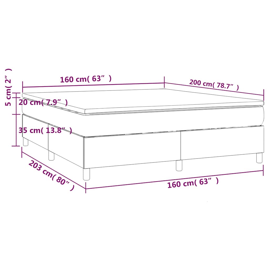 Boxspringbett mit Matratze Taupe 160x200 cm Stoff