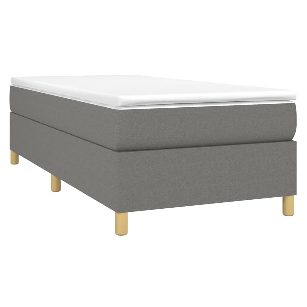 Lit sommier tapissier avec matelas tissu gris foncé 100x200 cm