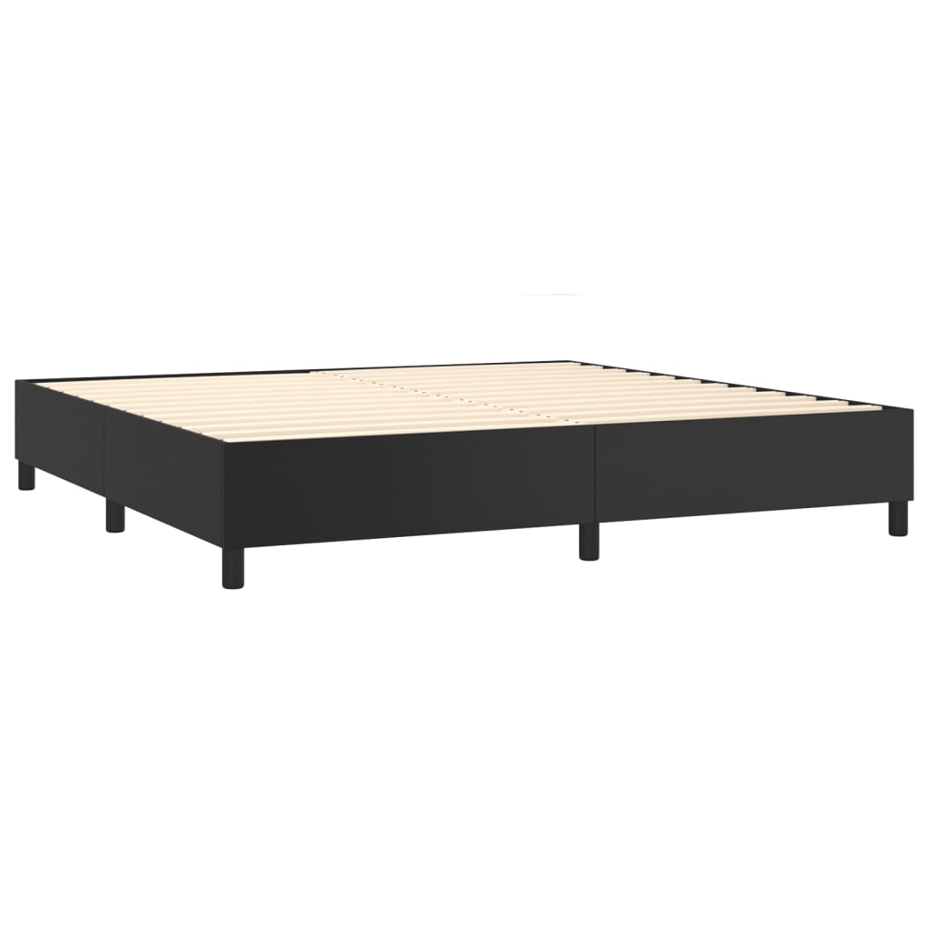 Lit à sommier tapissier avec matelas noir 200x200 cm en similicuir
