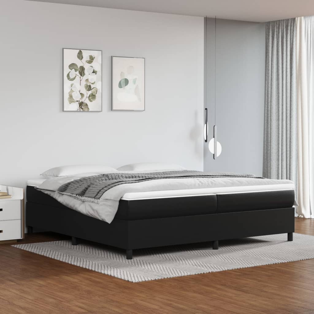 Lit à sommier tapissier avec matelas noir 200x200 cm en similicuir