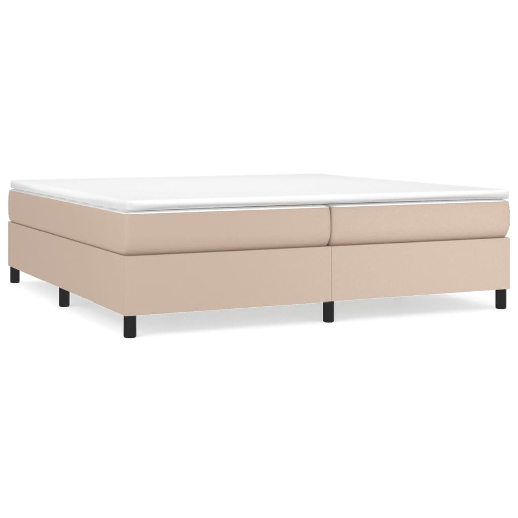 Matelas à sommier tapissier cappuccino-marron 200x200cm cuir artificiel