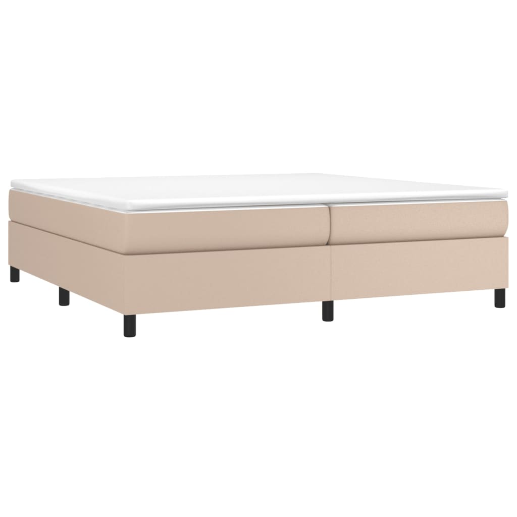 Matelas à sommier tapissier cappuccino-marron 200x200cm cuir artificiel