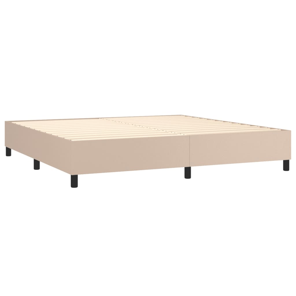 Matelas à sommier tapissier cappuccino-marron 200x200cm cuir artificiel