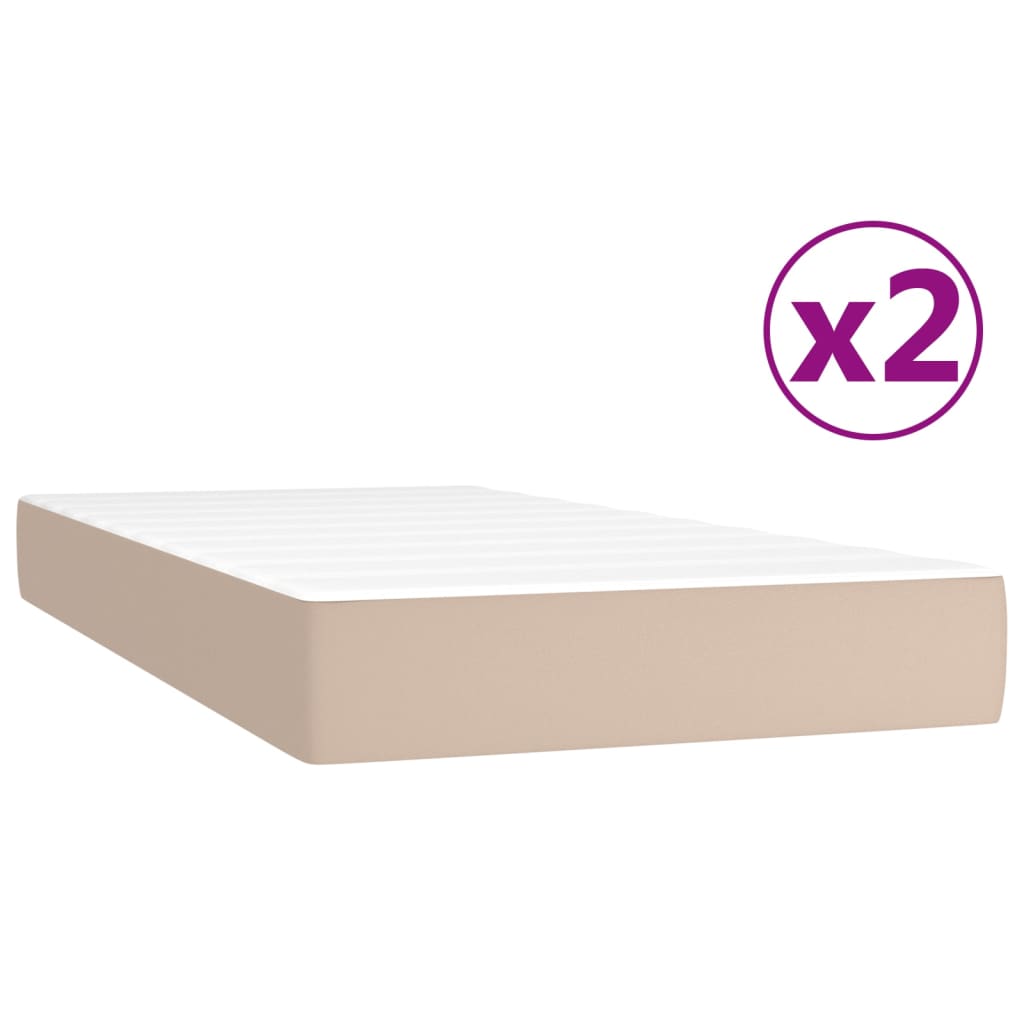 Matelas à sommier tapissier cappuccino-marron 200x200cm cuir artificiel