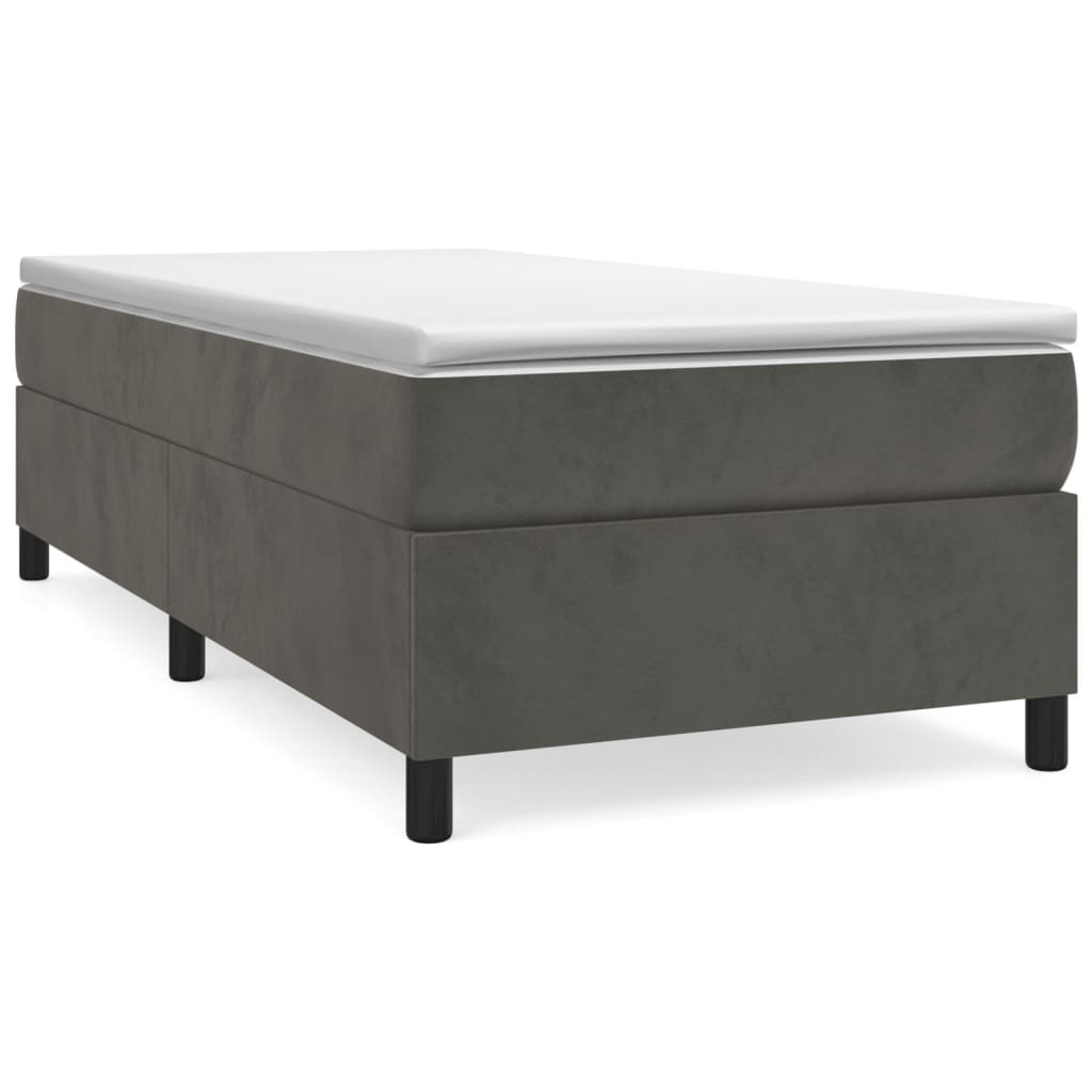 Sommier tapissier avec matelas gris foncé 100x200 cm velours